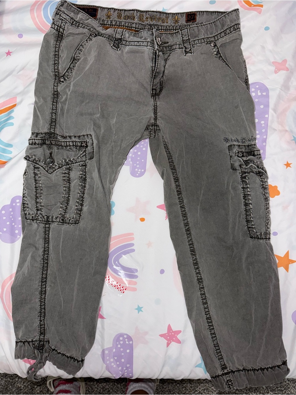 Rock Revival Women's Washed Gray Cargo pants